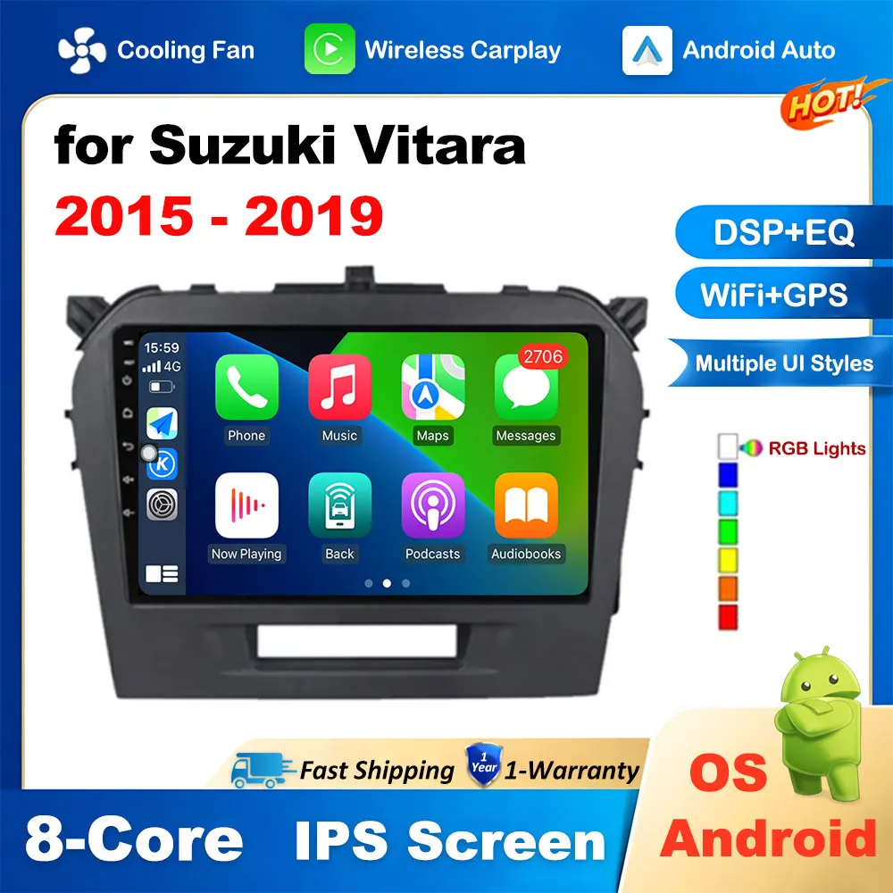 

Wireless Carplay Android Auto for Suzuki Vitara 2015 2016 2017 2018 2019 DSP Stereo No 2 din Accessories Head Unit Touch Screnn