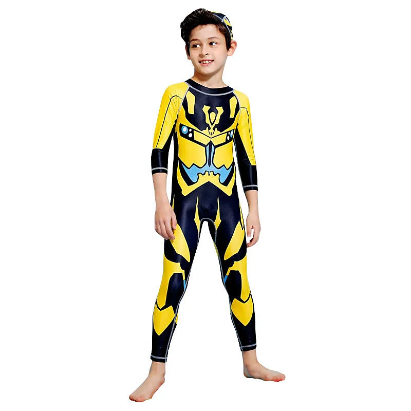 Boy One Piece Suit Swimsuit 6-13 Year Children Cool Cartoon Swimwear 2023 Plus Size Kid Beachwear Bathing Suit