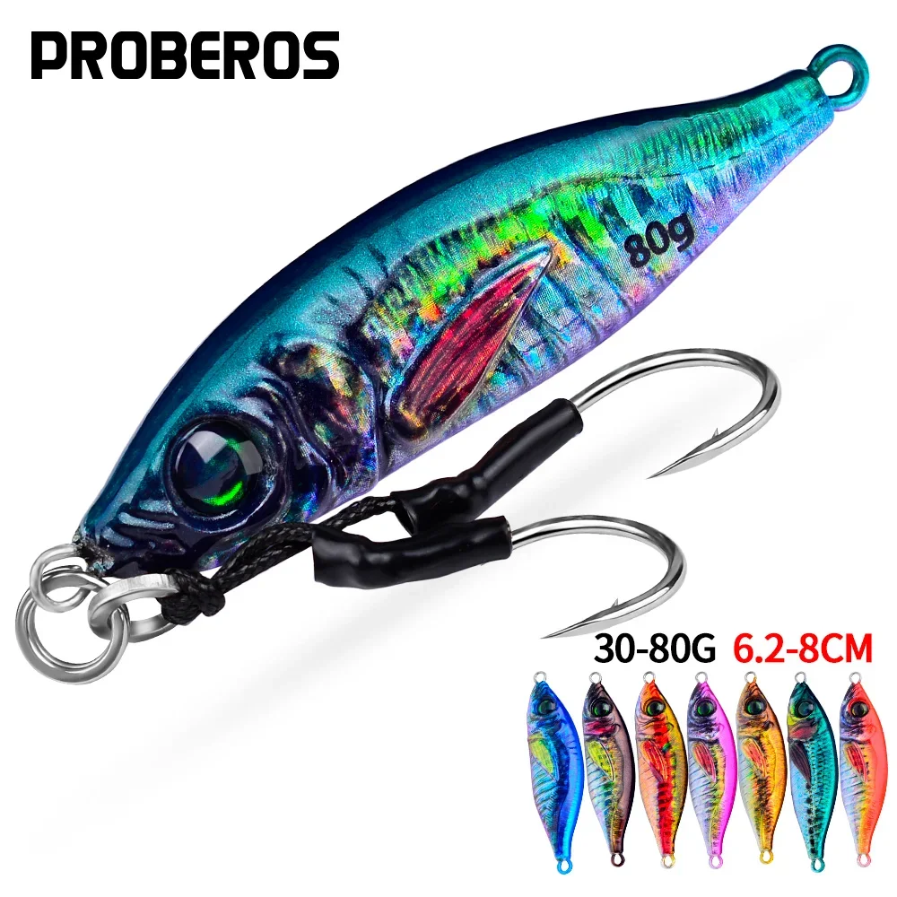 PROBEROS 5 Stück leuchtende Metall-Jig-Köder 30 g 40 g 60 g 80 g 3D-Augen Angelköder Bionic-Köder Jerkbait Bass Pike Wobbler Swimbait