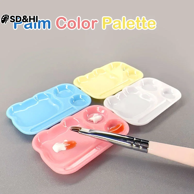 

1pcs Cartoon Nail Art Color Palette Plastic Nail Gel Polish Painting Color Mixing Plate Tray With Brush Holder Diy Painting Tool