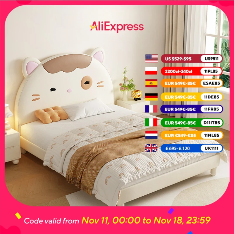 

Princess Girls Modern Double Bed Luxury Loft Design Space Saving Children Beds Baby Cute Lit Cabane Enfant Bedroom Furniture