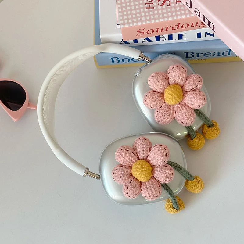 Original Pink Flowers Y2K Airpods Max Headphone Case Cover Soft Shell Custom Cute Airpods Case Headphones Accessories Decoration