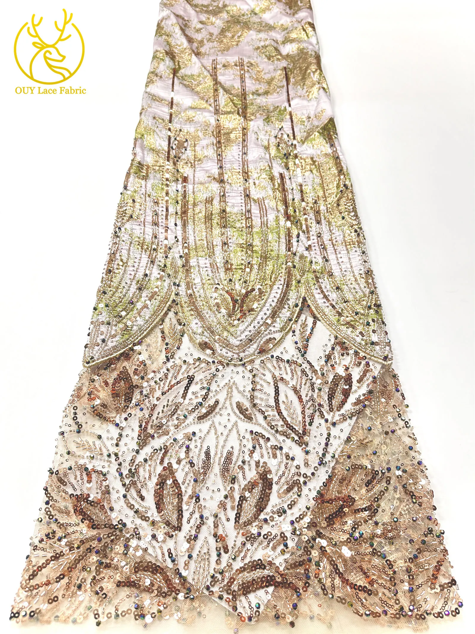 2026 Luxuriöser afrikanischer Chiffon-Spitzenstoff mit schweren Perlen, lila nigerianischer Pailletten-Spitzenstoff, geeignet für Damen-Partykleider – Detail 8