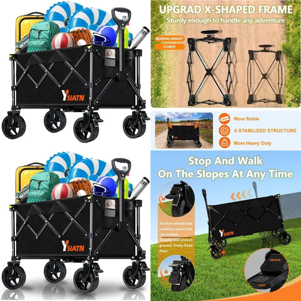 

Складной универсальный кейс с вездеходными колесами, емкостью 130 л, идеально подходит для покупок, пляжа, спорта, рыбалки, кемпинга, черный