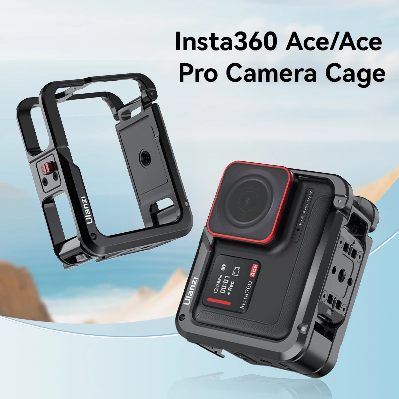 Ulanzi insta360 ace/ace pro kamera klec kov kamera ochranný pouzdro fotografovat příslušenství s chladný bota akce eso namontovat