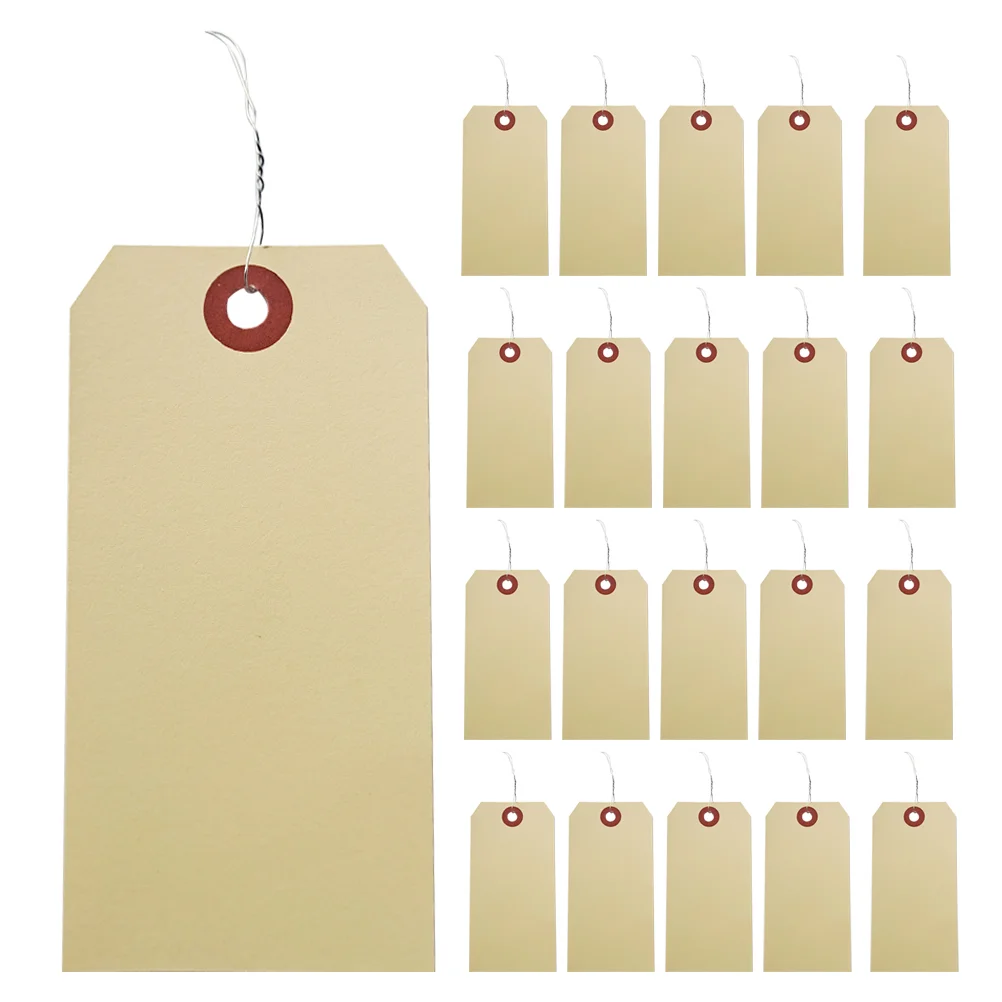 

100 pcs Blank Tags Shipping Wired Tags Manila Tags Packaging Tags with Iron Wires