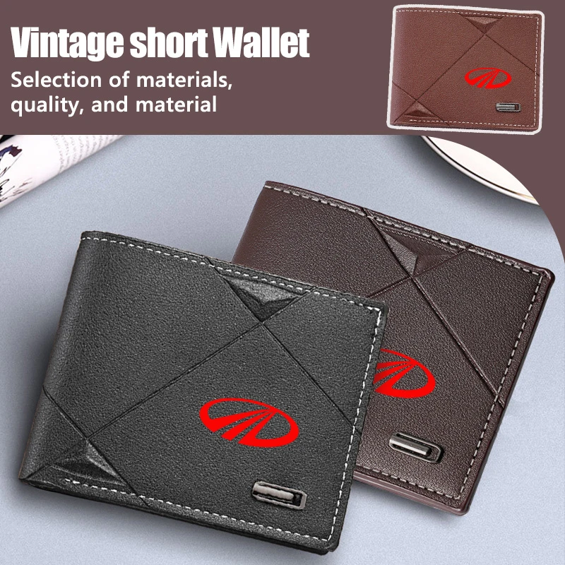 Cartera para hombre con logotipo de coche, monedero de cuero, tarjetero personalizado, accesorios para Mahindra KUV100 ‌   Roxor ‌   Pik Up Bolero Thar