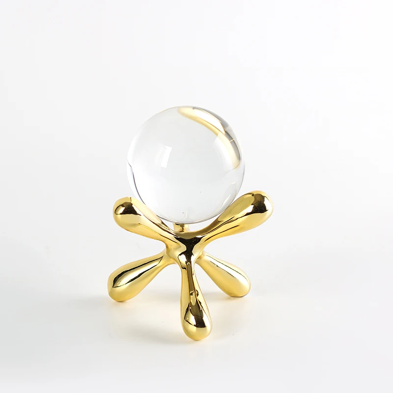 

Creative desktop small ornaments Nordic light luxury gold metal crystal ball handicrafts living room home decoration