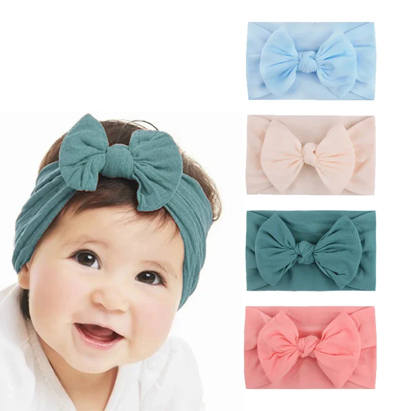 1 PCS Set Newborn Baby Headband Girls Elastic Knitted Children's Bandana Baby Bow Soft Nylon Children's Headband Hair Accessorie