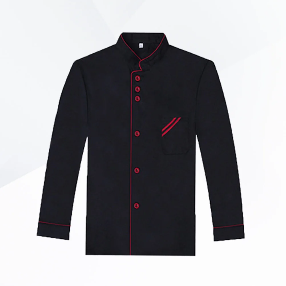Chaqueta de Chef de manga larga Unisex con cuello levantado, camisa de Catering transpirable para panadería, Hotel, restaurante, talla Xl, color negro