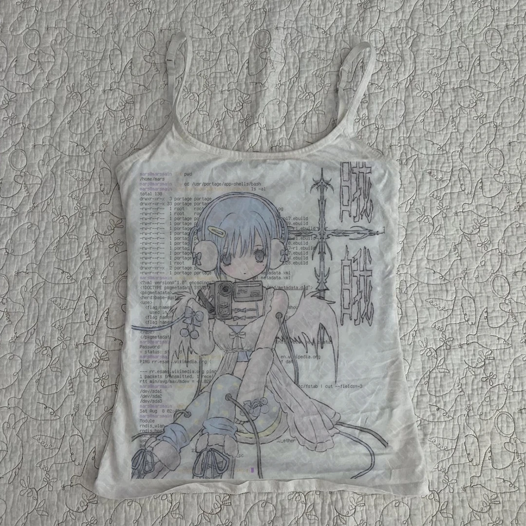 Y2k نمط Harajuku 90s الشارع الشهير طباعة الجرافيك أكمام عادية مضلع المرأة الجرونج المحاصيل القمم سترة أنيقة تحمل شعار لعبة البيسبول ايمو Grils تانك القمم #1