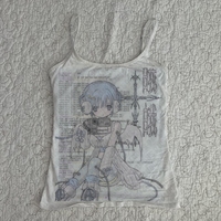 Y2k Style Harajuku 90s Streetwear Print Graphic Sleeveless Casual Ribbed Women Grunge Crop Tops Fashion Vest Emo Grils Tank Tops