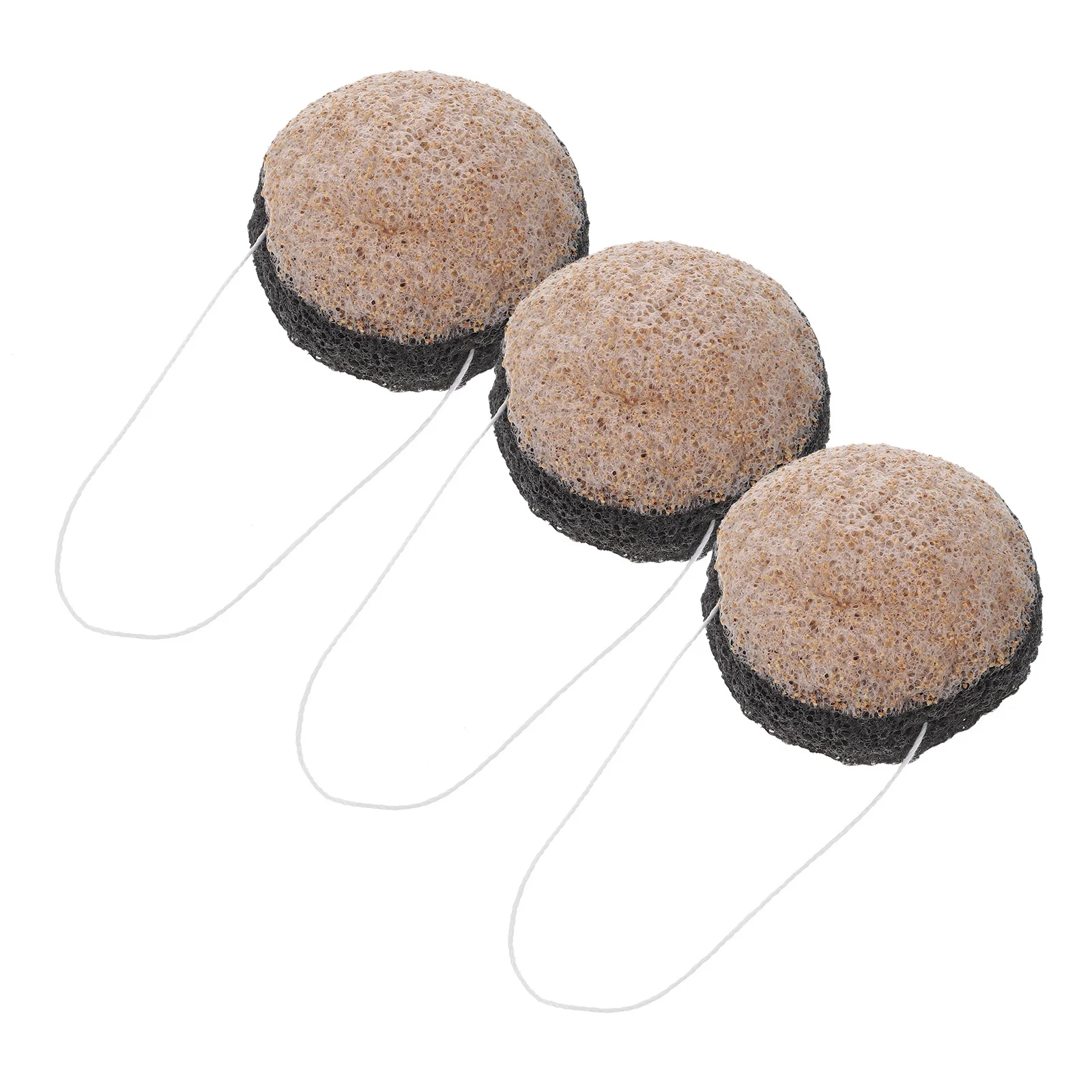 3 pçs konjac rosto purificador dupla face esfoliante esponja almofada de limpeza de carvão de bambu para limpeza profunda dos poros facial e