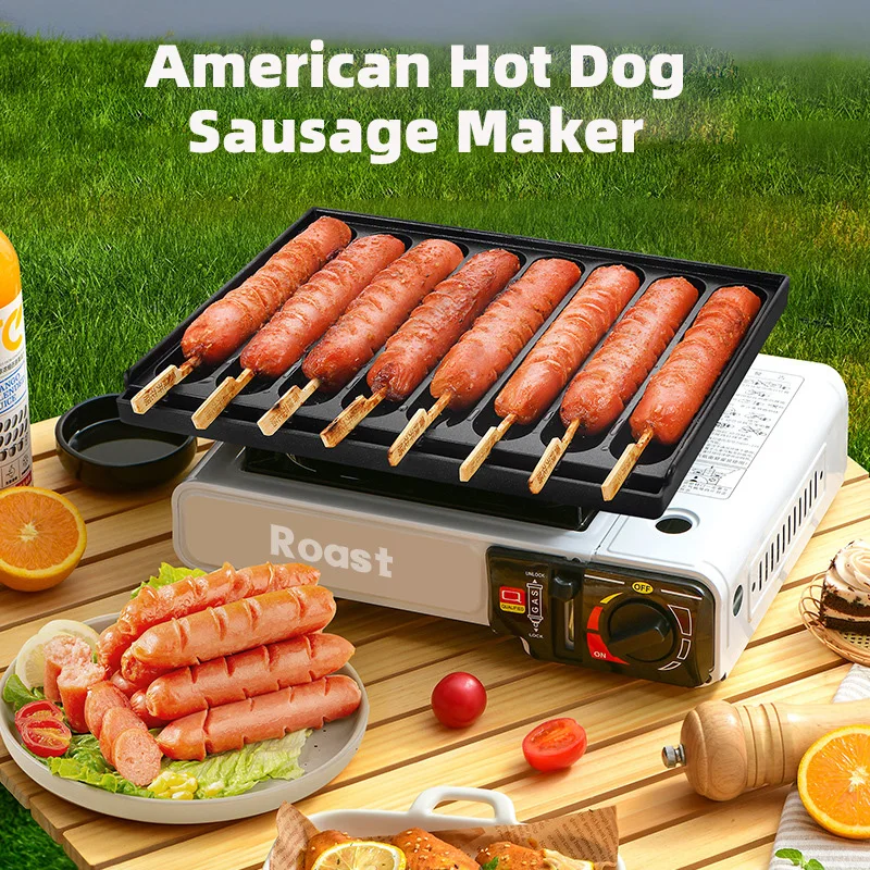 

Aluminum Alloy Nonstick Sausage Pan 6Hole 8Hole DIY Hot Dog Grill Pan BBQ Sausage Maker Indoor Outdoor Universal Gas BBQ Toos