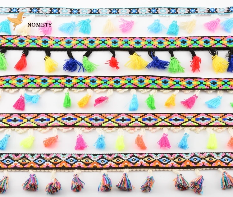 Colorful Ethnic Style Tassels,Lace,DIY Handmade Ornaments,Clothes Skirt Hem Decorative Fringe Accessories,Length 1m