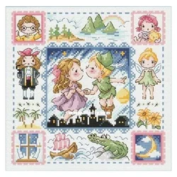 Amishop Gold Collection Kit punto croce contati adorabile Peter Pan Kiss Bambina e ragazzo Fata Fiaba Fairyland SO 3232