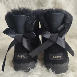 Winter Women Snow Boots Shoes Women Genuine Sheepskin 2023 Natural Wool Women's Woman Warm Women Boots Flats Shoes