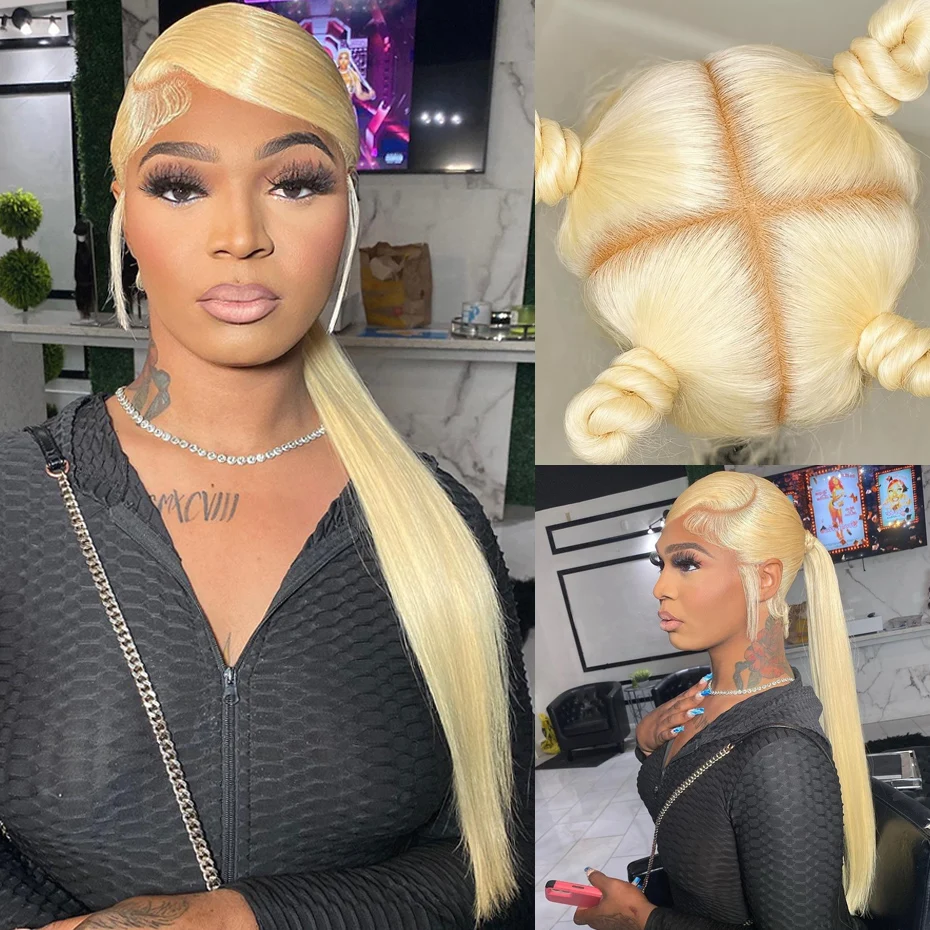 30 40 Inch 613 Lace Front Wig Human Hair Blonde Wig Human Hair 13x4 13x6 Lace Front Wig Human Hair 200% 250% Density 613 Blonde Srtaight Wigs 360 Hd Lace Frontal Wigs Human Hair Pre Plucked Vietnamese Raw Human Hair Wigs For Women