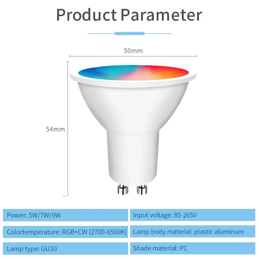 AC85-265V GU10 WiFi Smart LED Light Bulbs 5W 7W 9W Inteligent Alexa Lamp RGB Spotlight Cozylife APP Google Assistant Home Decor