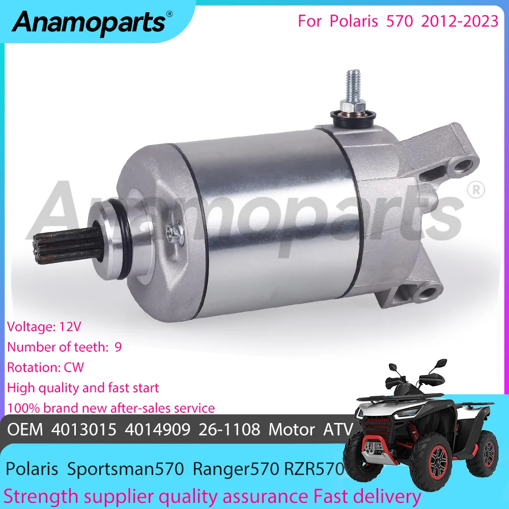 Motorcycle Engine Starter motor fits for 2012-2023 Polaris Sportsman RZR 570CC Ranger ACE 570 CC ATV 4013015 4014909 26-1108