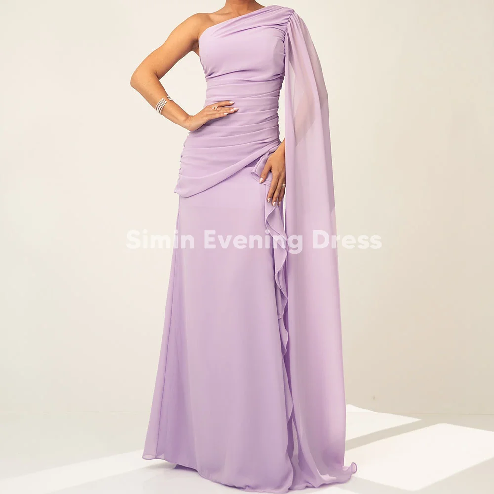 

Simin Women's One-shoulder Pleats Split Floor-Length Sheath Evening Dresses Sleeveless With Long Shawl Elegant Dresses 2025