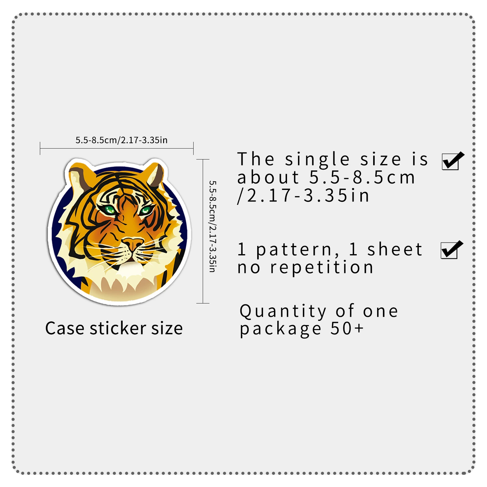 50Pcs Tiger Series Cartoon Cute Waterproof Sticker Skateboarding Snowboard Retro Vinyl Sticker