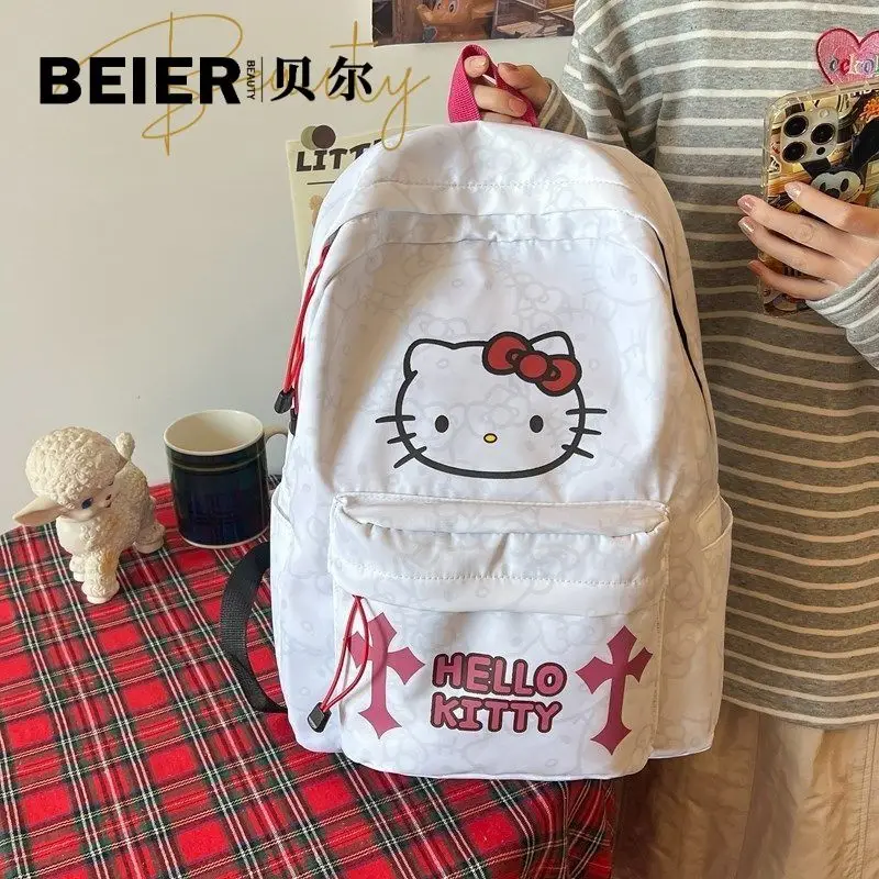 Cute Hellokitty Backpack Female Cartoon Anime Student School Backpack High Quality Nylon Large Capacity Shoulder Bag Mochila