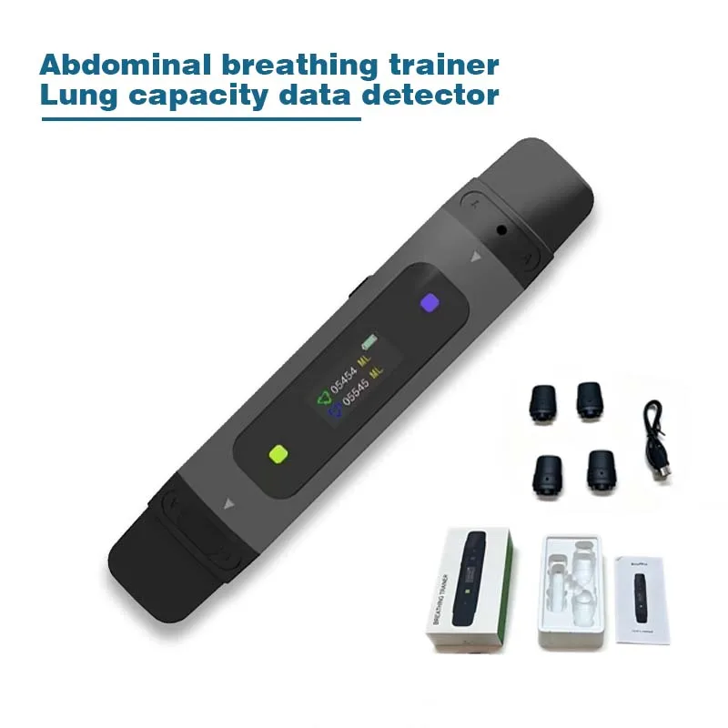 Portable Electronic Breathing Sports Trainer Exhalation and Inhalation Training Pulmonary Muscle Vital Capacity Exerciser Tester
