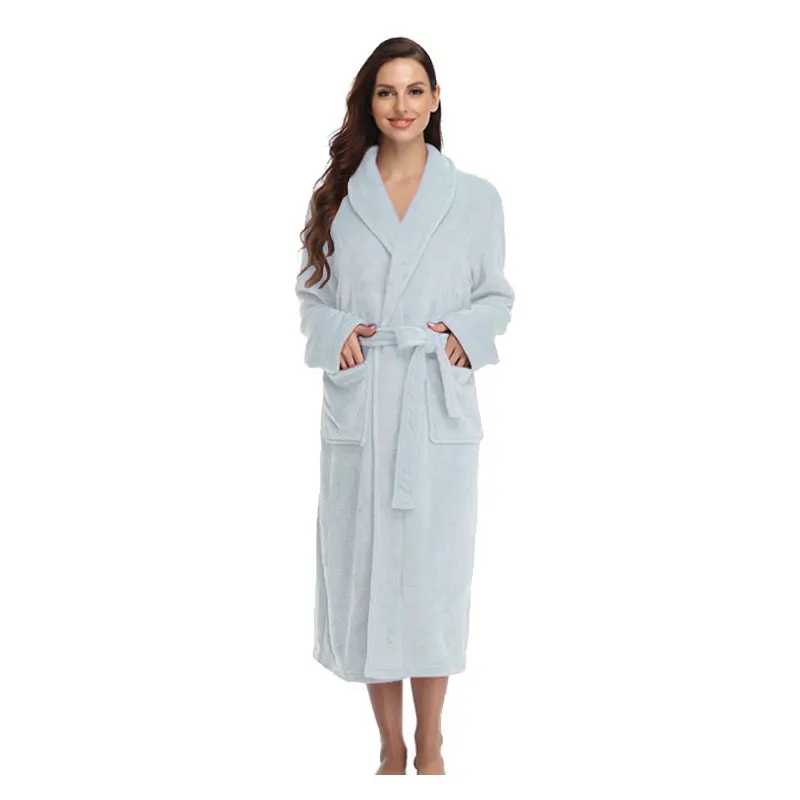 Flannel Shawl Collar Kimono Bathrobes Women's Solid Thick Robes Woman Plush Winter Long Robe Loose Plus Size Bathrobes 26 Colors