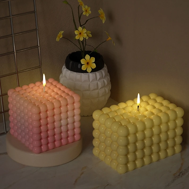 Moldes silicona con forma cubo burbujas, moldes para hacer velas, arte artesanal, moldes para jabón silicona