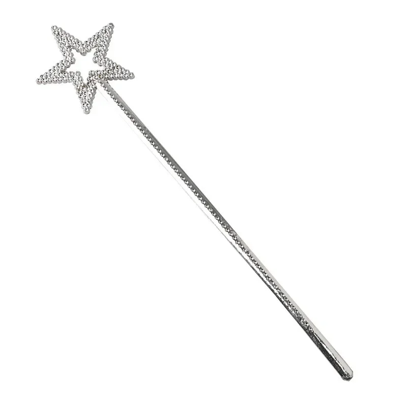 20pcs Silver 13 Inches Star Wand Elf Baton Angel Magic Wands Fairy Princess Plating Stick