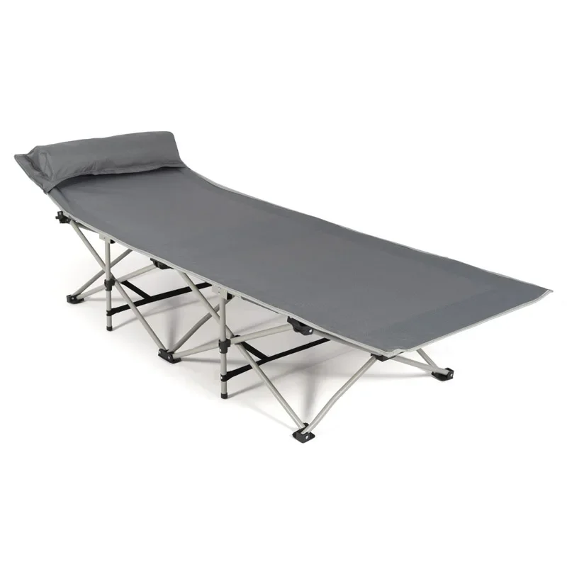 

Modern Ten Feet Outdoor Leisure Camping Cot with Foldable Steel Frame and Sleeping Pillow Magazine Bag for Beach Use
