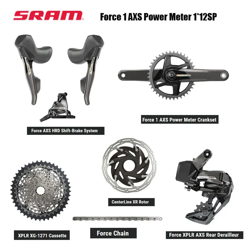 SRAM Force 1 AXS Power Meter Groupset Force 1 AXS Power Meter Crankset Force AXS HRD Shift-Brake System