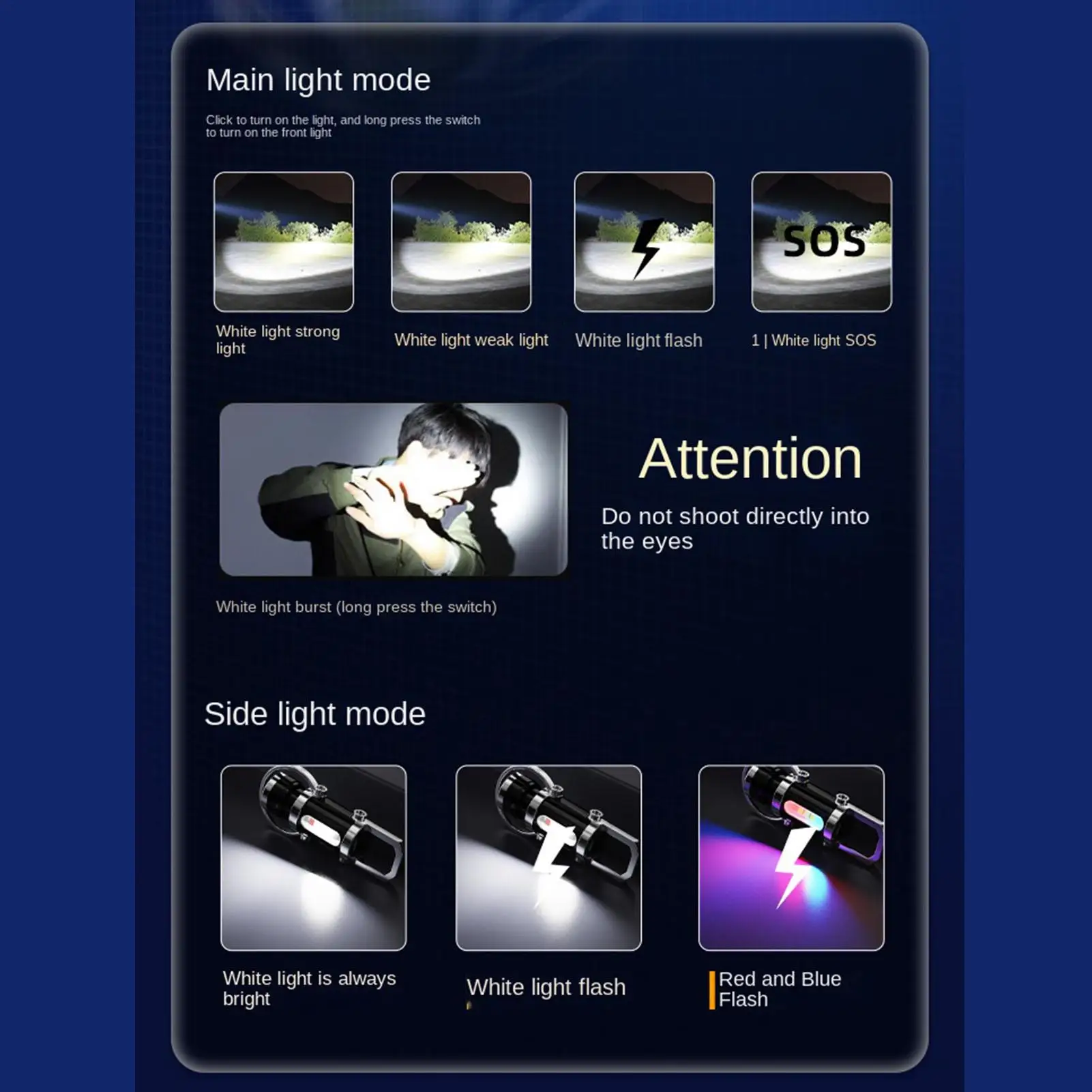 Keychain Flashlights LED 8-Mode Torch Bright Rechargeable Headlamp Waterproof Flashlight For Keychain For Walking Camping Night