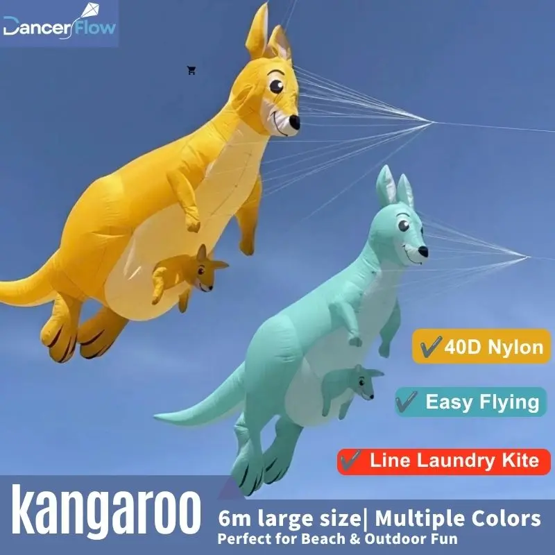 Large 6m Kangaroo Kite Soft Inflatable Animal Show Kite Line Laundry Multi Color