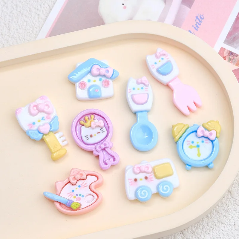 10PCS Cute Cat Home Premium Cream Glue Resin Accessories DIY Jewelry Hairpin Hairpin Pendant