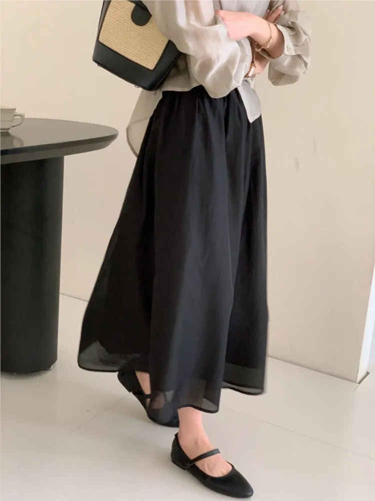 Plus Size Zomer Dames Elegant Luxe Feest Maxi Rok Lyocell Losse Koele Halve Rok Casual Elastische Hoge Taille Strandrok