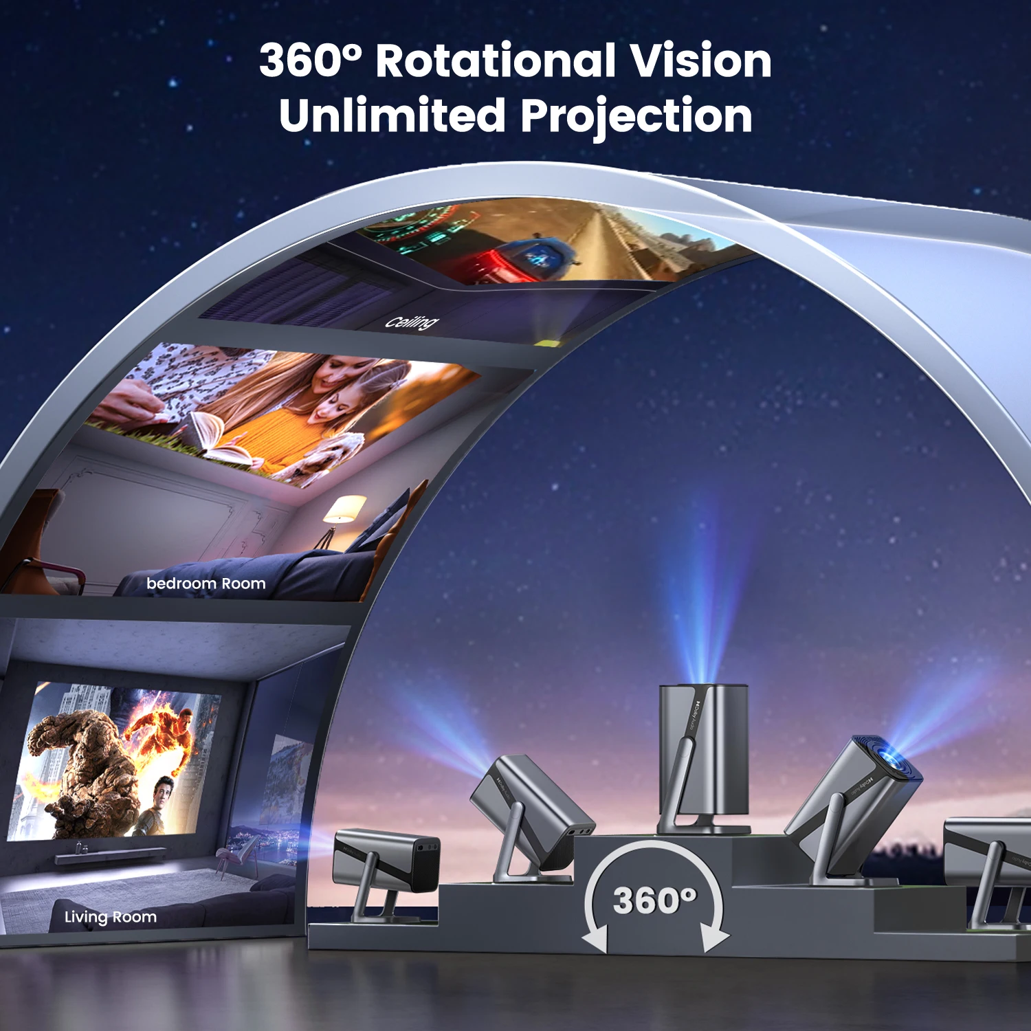 جهاز عرض Wimius 4k رسمي Netflix 800ANSI تركيز تلقائي/Keystone FHD 1080p WIFI 6 Bluetooth5.2 Dolby 360 °   تدوير المسرح المنزلي