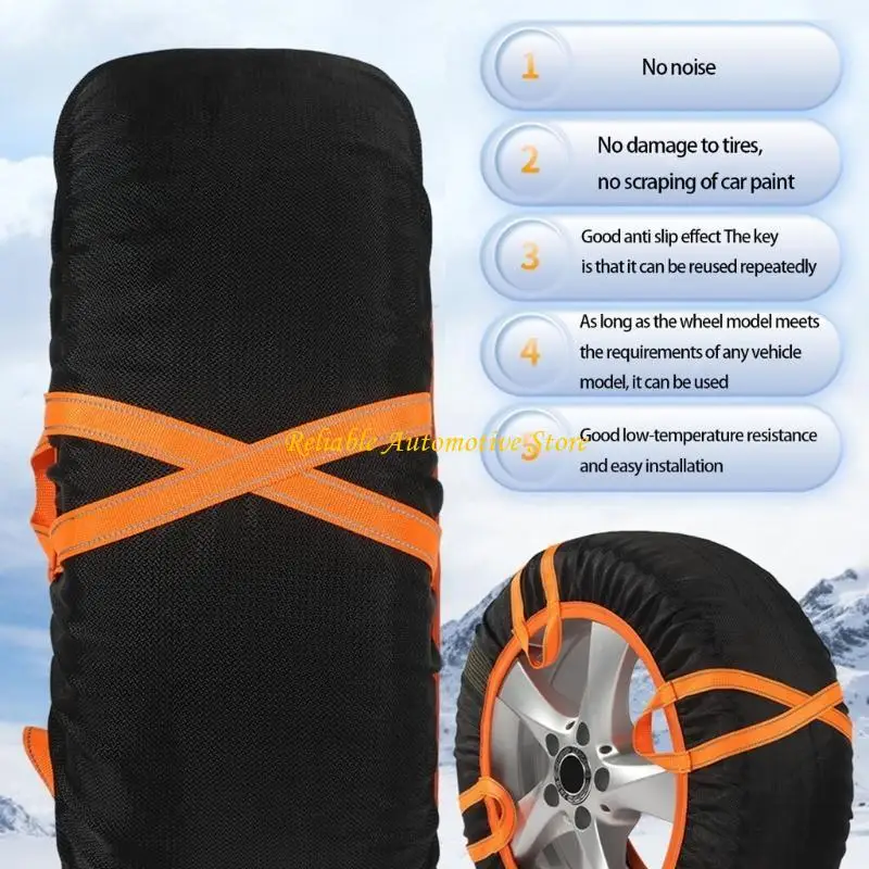 M68B Pack of 2 High Traction Snow Grips Quick Installation Design Noise Reducing Experience Perfect for Winter Roads Cars SUV
