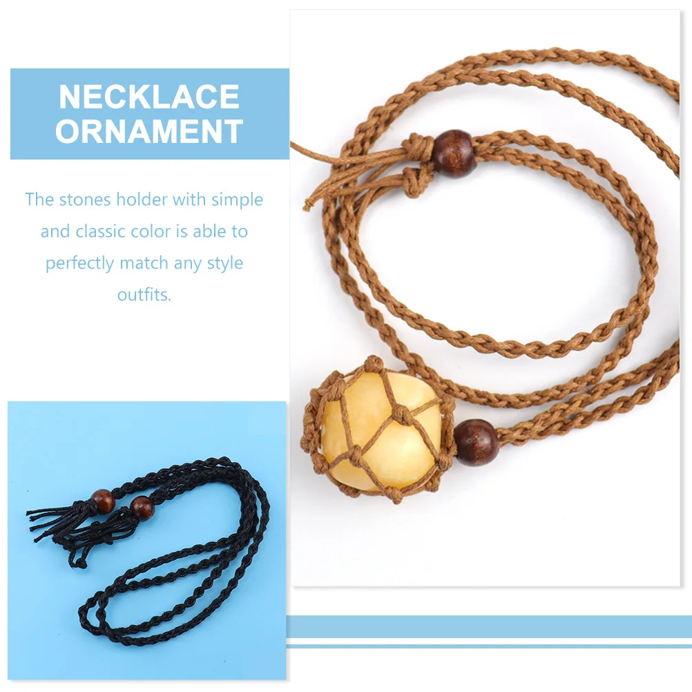 

6Pcs Woven Necklace Stone Holders Cord Crystal Cage Pendant DIY Jewelry Making Empty Holder for Bracelets Pendants Accessories