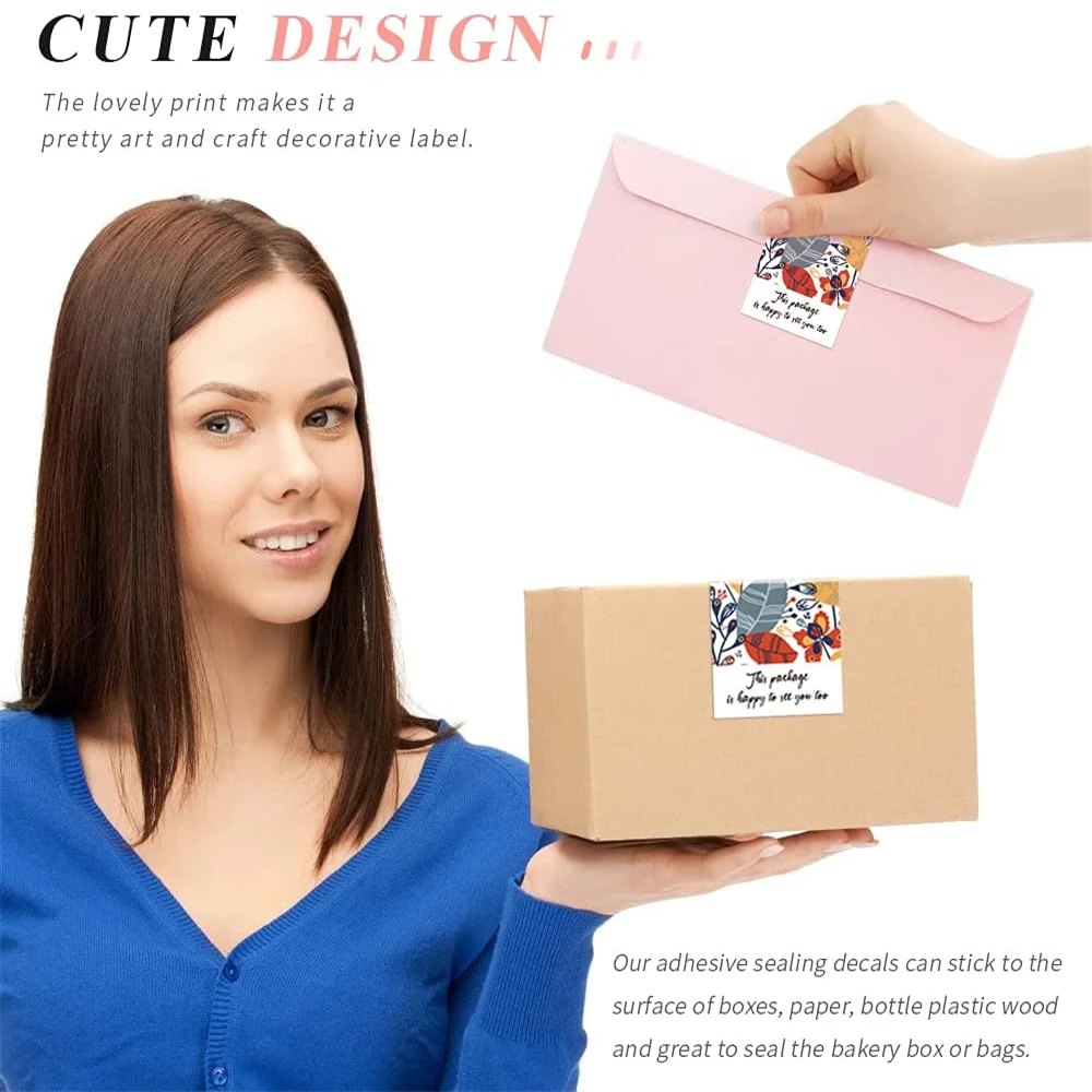 50Pcs Gift Sealing Label Sticker Fashion Small Floral Pattern This Package Nice To Meet You Too Sticker Decoration Seal Label
