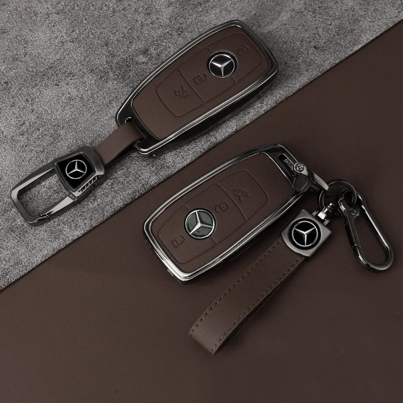 Leather Car Key Full Case Protection Cover Shell Holder For Mercedes Benz AMG W204 W205 W203 W210 W211 W212 W124 W126 W213 W201