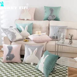 Lovely Wind Rabbit Cushion Covers Soft Plush Pillowcases 45x45cm Solid Color Ultra Soft Throw Pillows Case