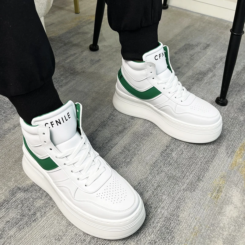 

White Thi Bot High Top oes Men's Spring Autumn New Faion Casual oes Men's Platform Sneakers Heightening Board oes