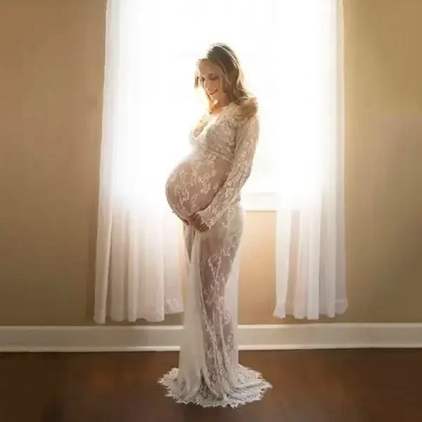 Pregnancy women Dresses lace Photography Props Maxi Maternity Gown Maternity Clothing