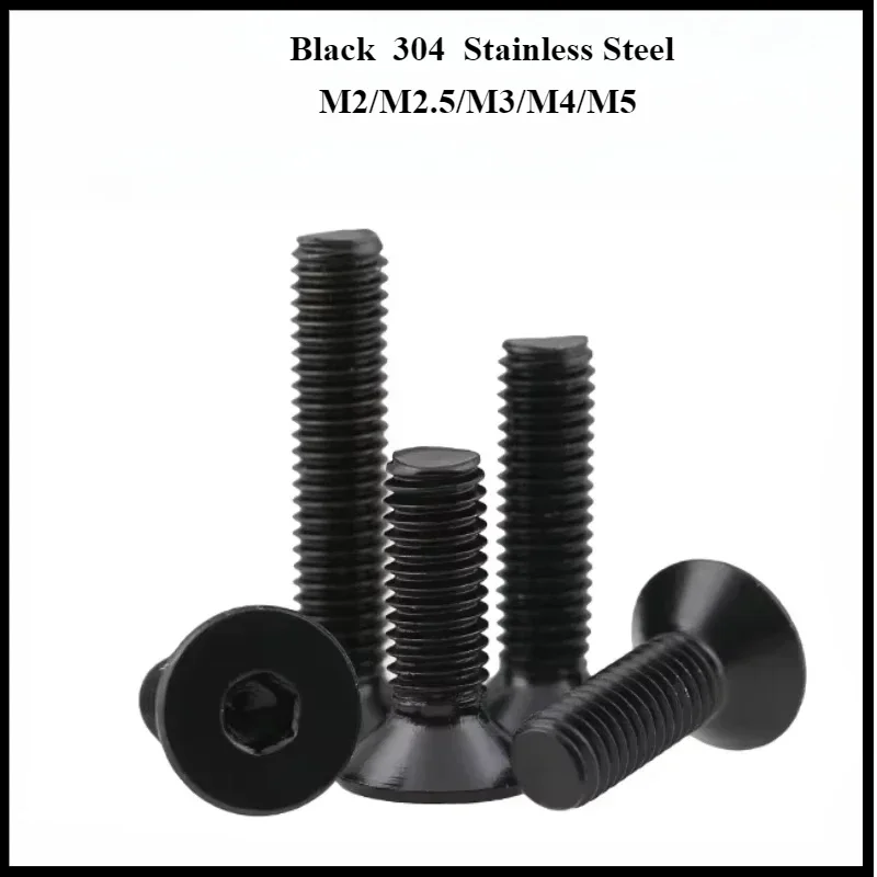 

Flat Head Allen Screw Vis M2 M2.5 M3 M4 M5 M6 M8 Carbon Steel Hex Socket Flat Head Screw Bolt for Furniture Black 304 Stainless