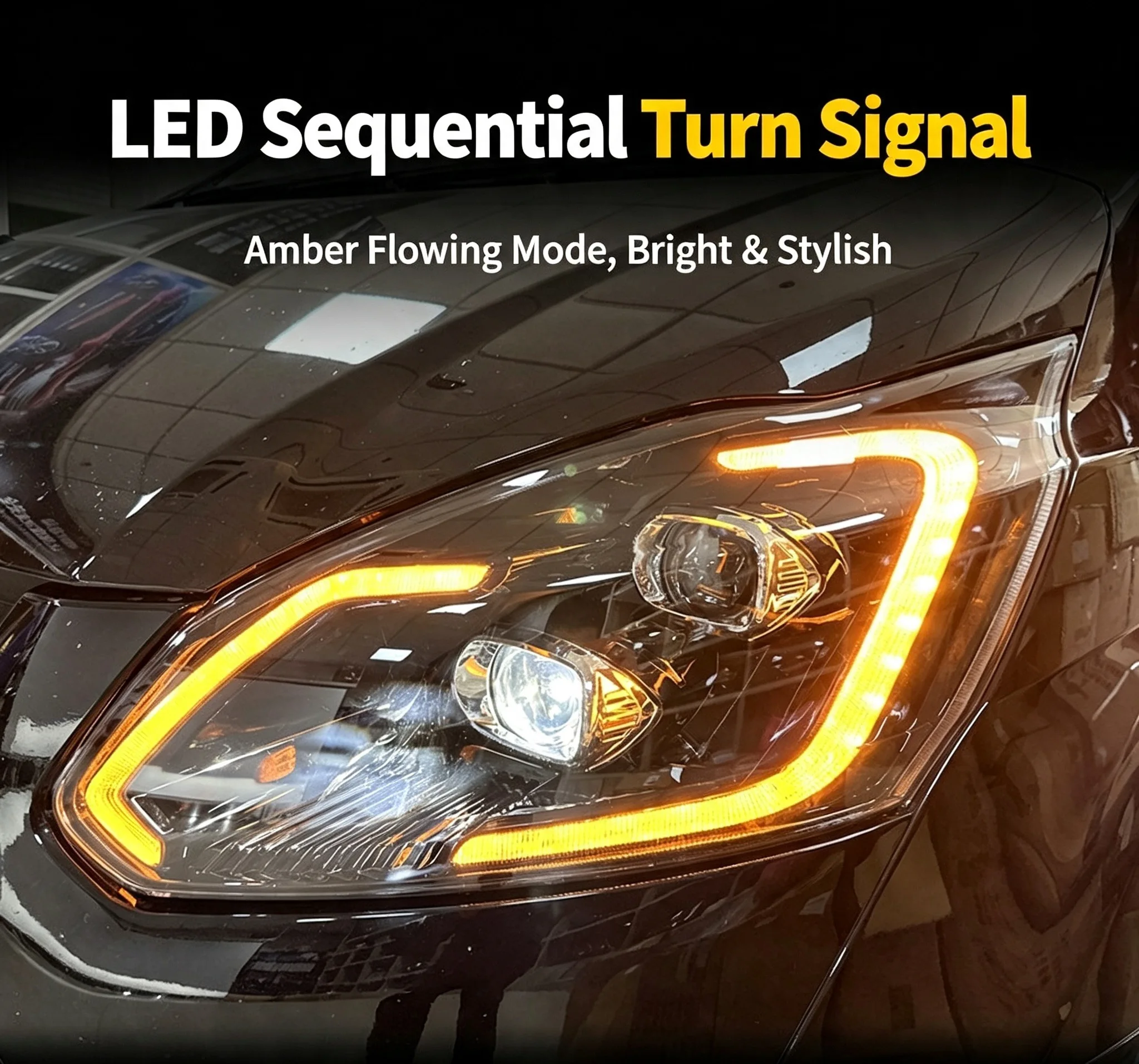 LED Headlight Assembly For Ford Transit Custom Tourneo Custom 2016‑2022, Dual Beam Projector Lens, Sequential DRL Daytime Runnin