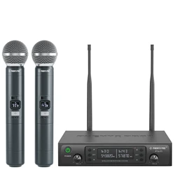 Phenyx Pro UHF Dual Wireless Microphone System Profeesional Adjustable Sturdy Metal Build 100M For Church, Singing, Karaoke