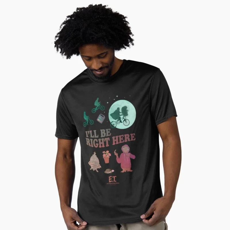 

E.T. I'll Be Right Here The Extra Terrestrial t shirt Retro Alien Movie Graphic Tee for Sci-Fi Fans 100% cotton All size Tops