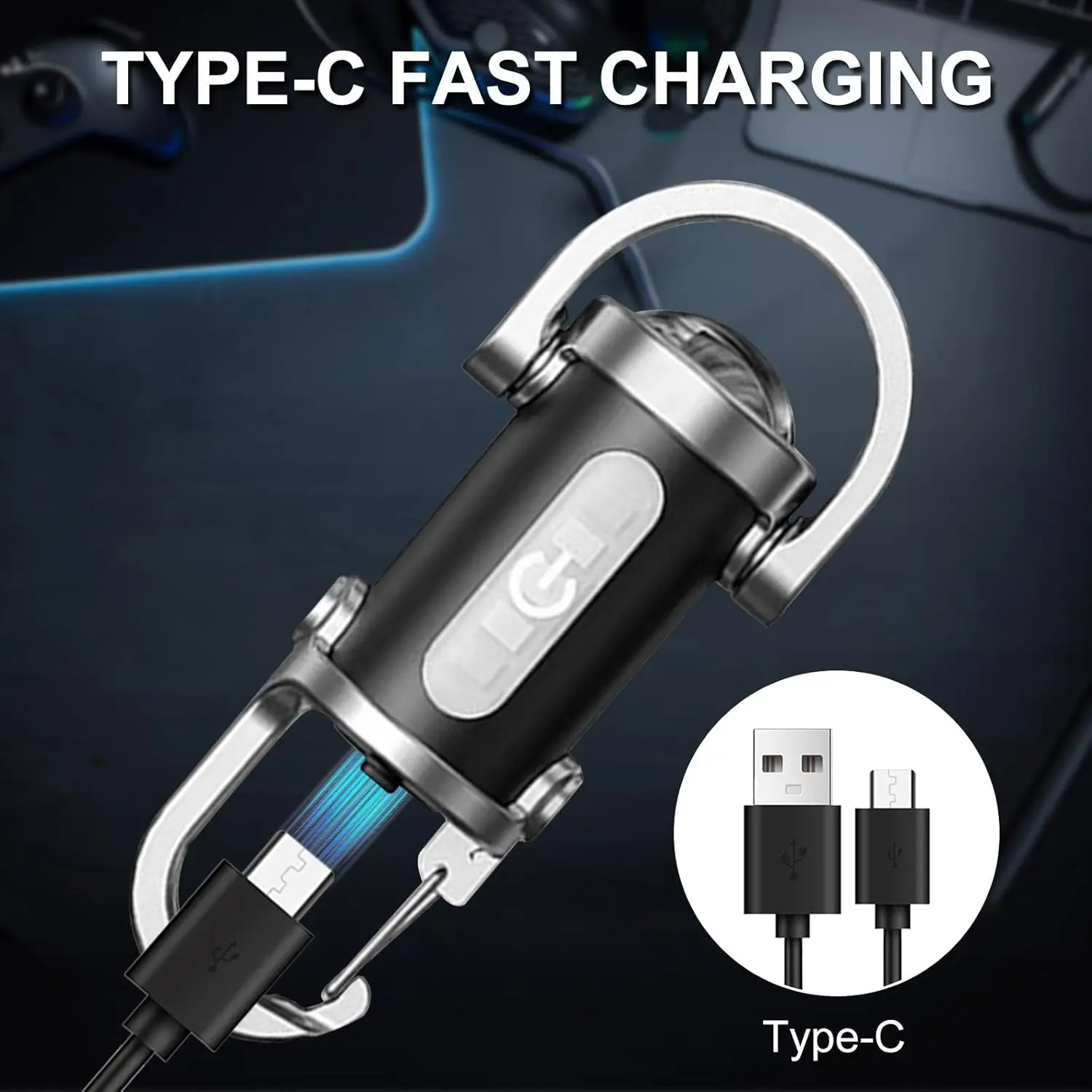 

Мощный светодиодный фонарик + COB, брелок-светильник — 8 режимов с SOS, перезаряжаемый портативный фонарик Type-C, для кемпинга EDC, пешего туризма